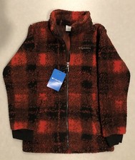 Columbia Rugged Ridge II Sherpa Full Zip Jacket Red Black Plaid Youth Medium