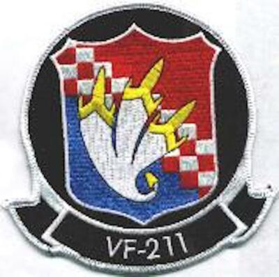 4.5'' NAVY VF-211 FLYING CHECKMATES 3 BANANA BLACK EMBROIDERED JACKET PATCH
