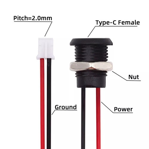 5pcs DIY OEM USB C Panel Mount Type C Female Socket to 2Pin Header Cable 5V - Picture 6 of 7