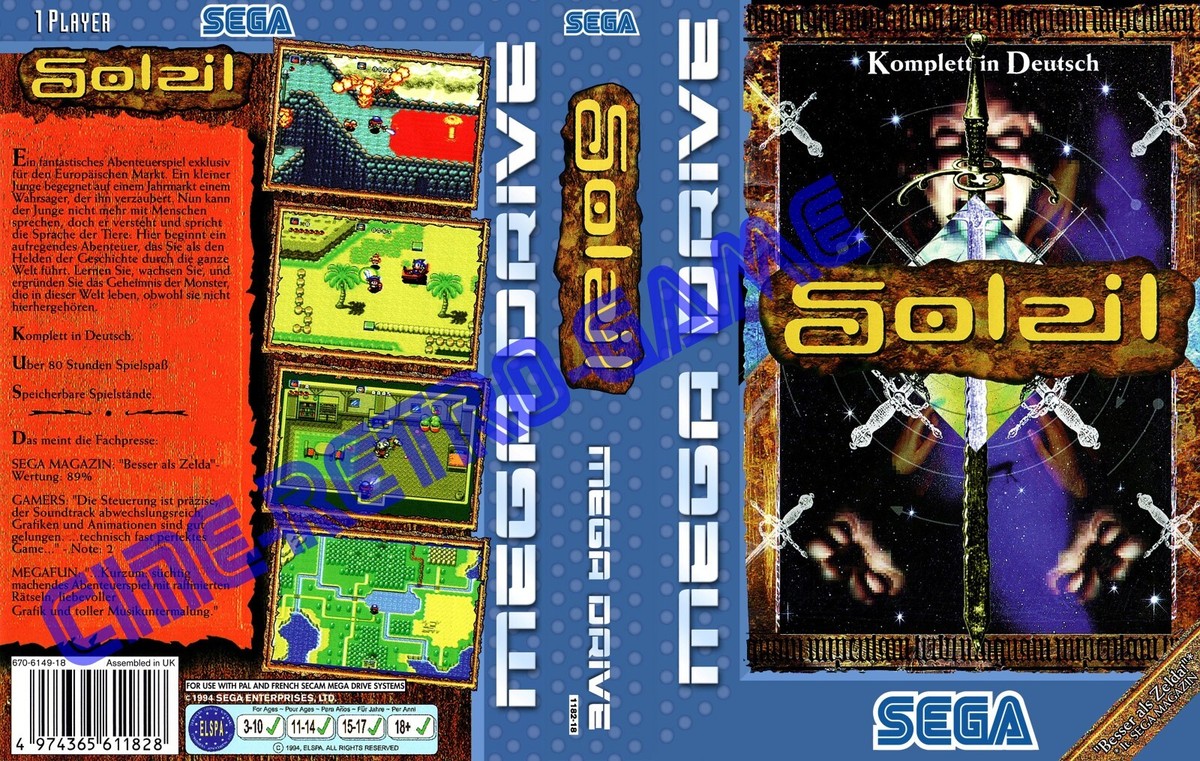 SEGA Megadrive Soleil (French version With save option) PAL (Read