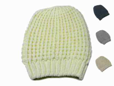 LANGMÜTZE WABENMUSTER WOLLE GROSSSTRICK MADE IN ITALY TOP QUALITÄT