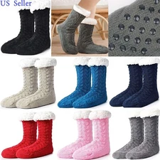 Women Men Slipper Winter Socks Fleece Lined Fluffy Non Slip Warm Cosy Bed Floor
