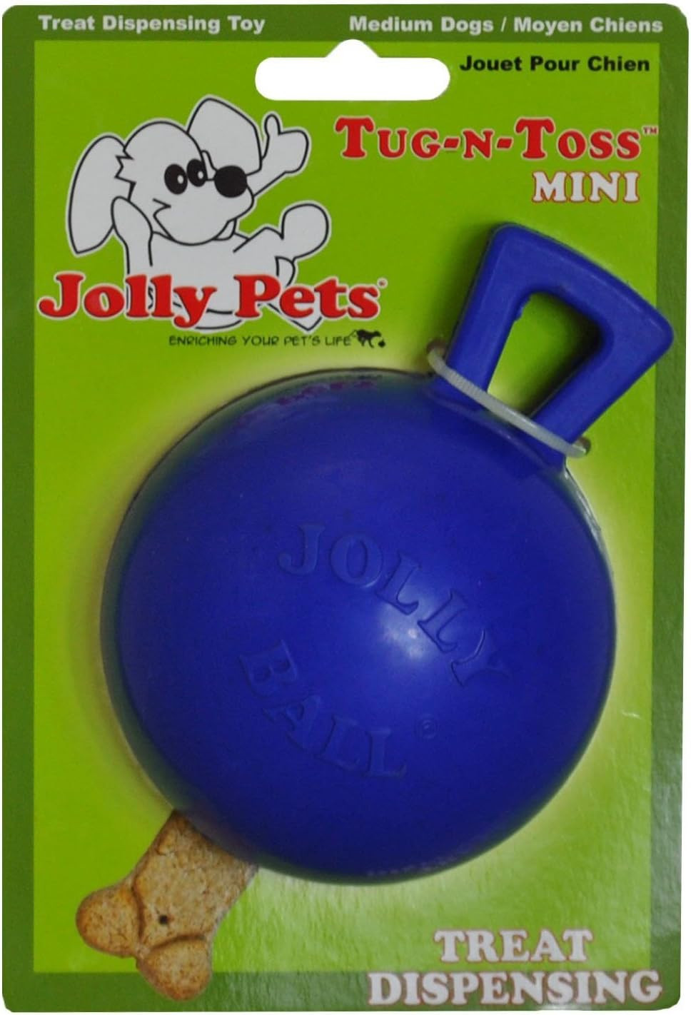 Tug-n-Toss Heavy Duty Dog Toy Ball with Handle, 3 Inches/Mini, Blue, Model:403 B
