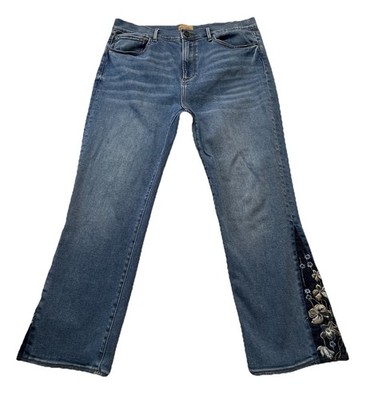 DRIFTWOOD Jeans Womens 32 Amelia Cropped Floral Embroidered Lagenlook 32Wx24L