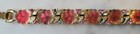 Rare Lisner Thermoset Autumn Pink Yellow Leaves Bracelet Earring Set Rhinestone — photo 2