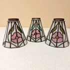 3 Tiffany Style Stained Glass Ceiling Fan Chandelier Sconce Light Shades VTG