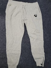 True Religion Sweatpants Mens Large Gray Fleece Joggers Horseshoe Logo Zip