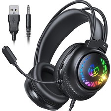 Tatybo Gaming Headset for Ps5 Ps4 Xbox Series X/S Wired Gaming Headphones Black