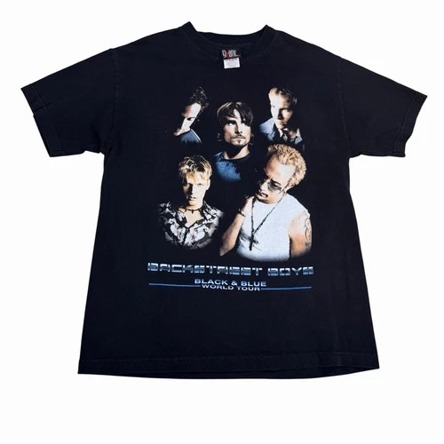 Backstreet Boys T Shirt Black & Blue Tour Y2K G 2000s vintage concert t-shirt, vintage, size L, single stitch, B+ condition