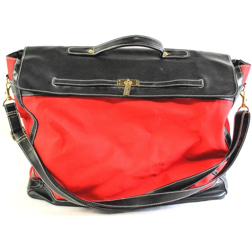 Elizabeth Arden Red Canvas Black Faux Leather Overnight Carry On Bag Luggage