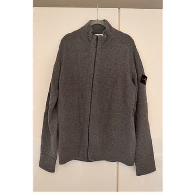Stone Island Herren Wollstrickpulli Grau M mit Reißverschluss