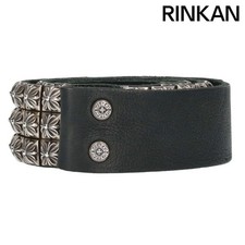 Chrome Hearts TRIPLE ROW PYRAMID STUDS BELT Leather Mens 32inch Used df7773e116d