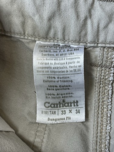 Vintage Carhartt Carpenter Baggy Workwear Pants Dungaree Size 33x34 B151 TAN - Picture 7 of 11
