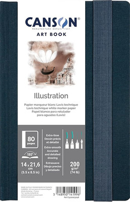 Artbook 14x21.6 &quot-Illustration&quot- Bound 200 Gr. 40 Sheets Fabric Cover