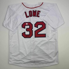 Autographed/Signed Derek Lowe Boston White Baseball Jersey Beckett BAS COA