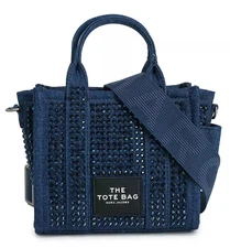 Marc Jacobs The Crystal Denim Crossbody Tote Bag ~NWT~ DARK WASH CRYSTAL