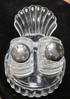 Vintage Clear Pressed Glass Salt&Pepper w/Turkey Tail/Shell Tray — photo 1