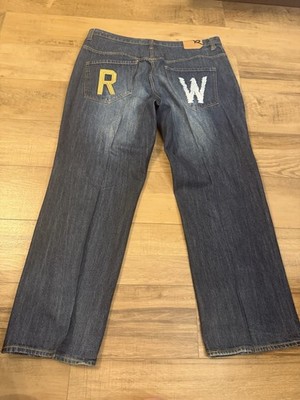 Roca Wear Classic Rear Pocket R W Embroidered 42 X 33 5 Pocket Blue Denim Jeans