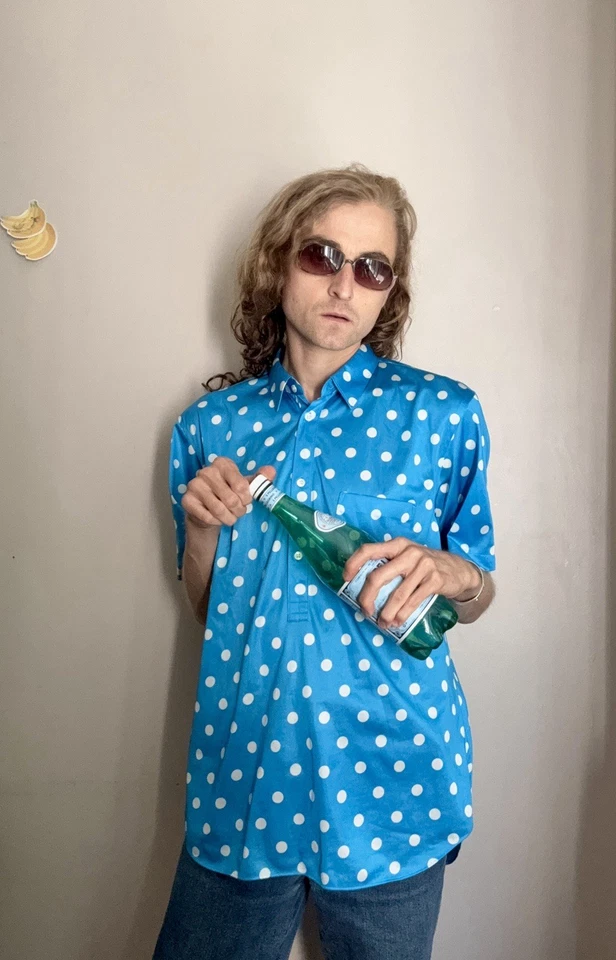 Comme Des Garçons Homme Plus SS19 超大丝绸圆点 3/4 纽扣衬衫 — 第 3/4 张图片