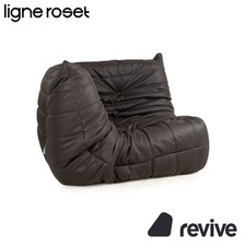 Ligne Roset Togo Vegan Leather Fabric Armchair Black Reupholstery