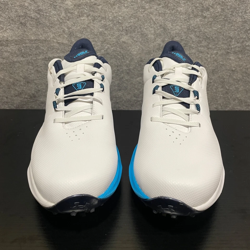 Туфли для гольфа мужские Under Armour Drive Pro 11 белые темно-синие кожаные с шипами HOVR - Изображение 3 из 4