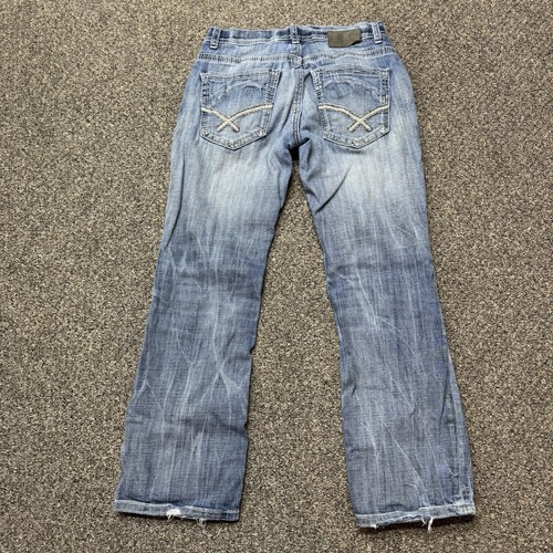 Jeans BKE Fibbia Aiden Bootleg Uomo 29XS 29x28 Elasticizzato Denim Blu Med Wash - Foto 6 di 9
