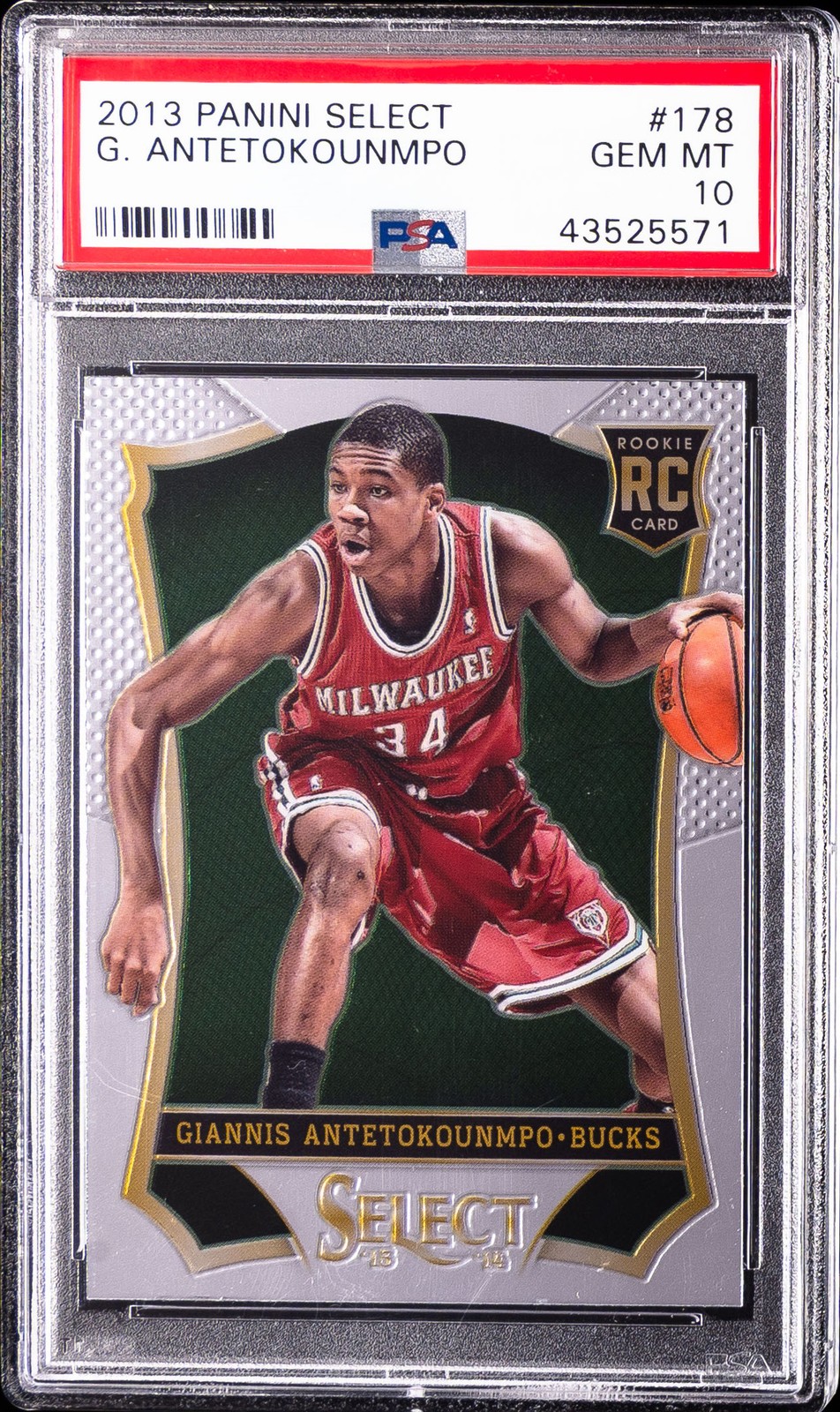 2013 PANINI SELECT #178 GIANNIS ANTETOKOUNMPO ROOKIE RC PSA 10