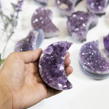 Lunas de cristal de amatista racimo de cristal espécimen mineral piedra de nacimiento de febrero regalo