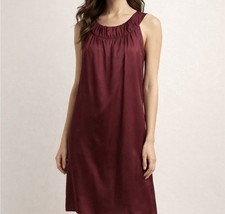 100% Silk Burgundy Sleeveless Shift Dress  0 Lined  minimalist quiet luxury