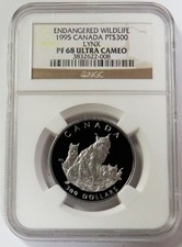 1995 PLATINUM CANADA $300 LYNX 1oz NGC PF 68 ULTRA CAMEO 3150.00 per troy oz