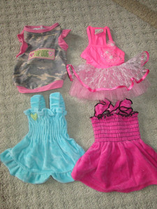 4 pc Puppy Angel Ruff Ruff Couture RuffLuv Dresses Outfits Pink Blue Ruffly XS