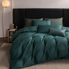 Luxury King Duvet Cover Set, 600TC Silky Soft Cotton, Forest Green