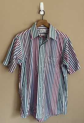 Vintage Arrow Carriage Trade Shirt Stripe Poplin Short Sleeve Mens 15 Rockabilly