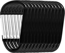 12PCS Aluminum Carabiner Clip - Carabeaner D Ring Shape,Spring 3 inch, Black