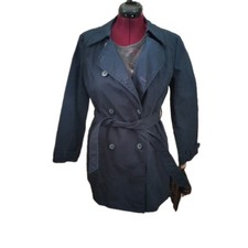 Old Navy Women's Dark Blue Large Raincoat Trench Coat Double Breasted