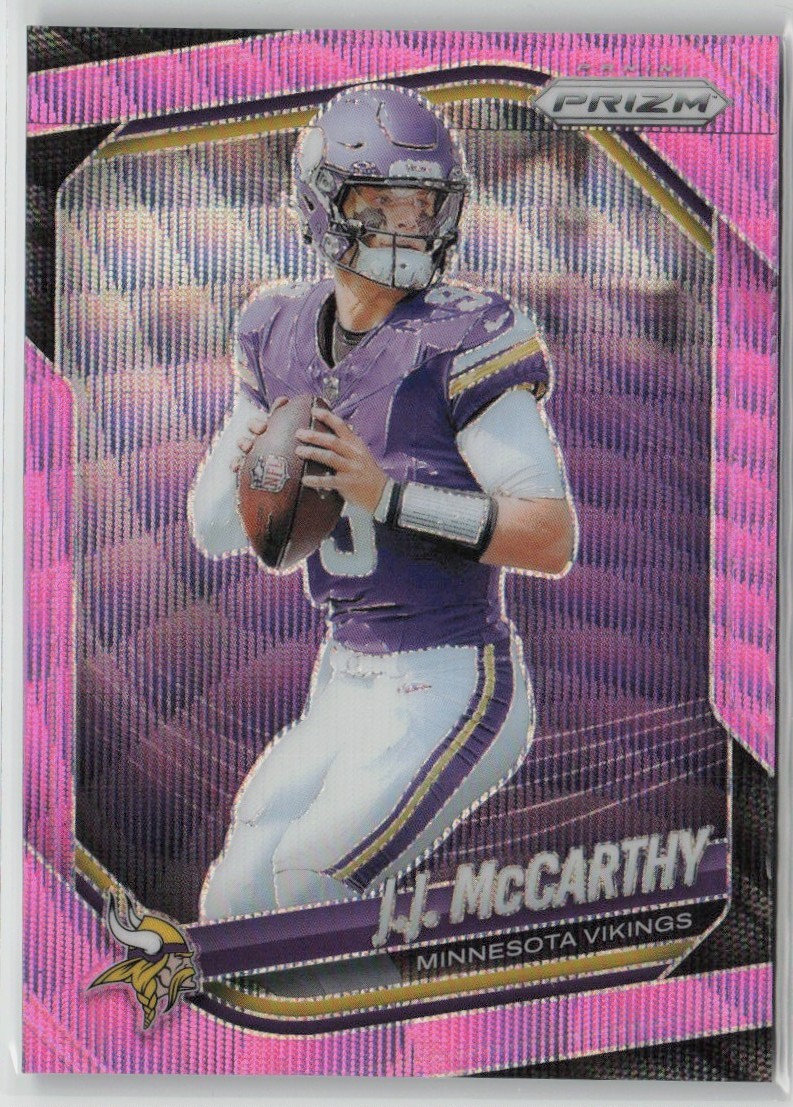 2025 Panini Prizm Pink Wave J.J. McCarthy #279 Minnesota Vikings