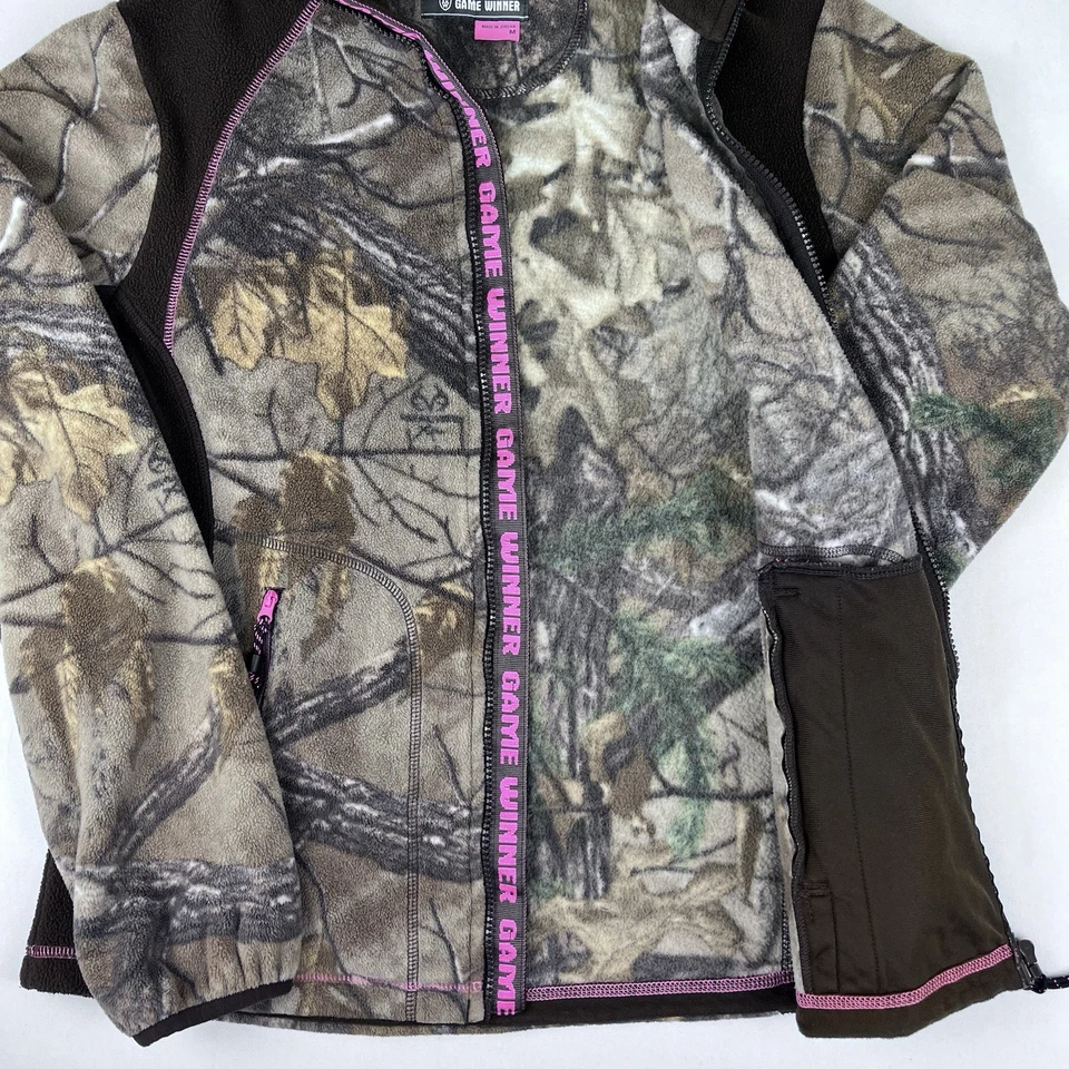 Game Winner Jacket Women’s Medium Green/Brown Camo Realtree Fleece Hunting Coat - Image 3 of 4