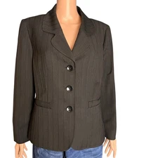 Collections For Le Suit Pinstriped Blazer 12 Career Business Preppy Minimalist 