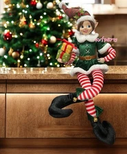 Christmas Fairy Elf Present Mistletoe Shelf Sitter 27” Posable Mantel Tabletop