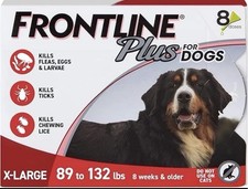 Frontline Plus Flea Tick Spot Treatment for Extra Large Dogs 8 Doses
