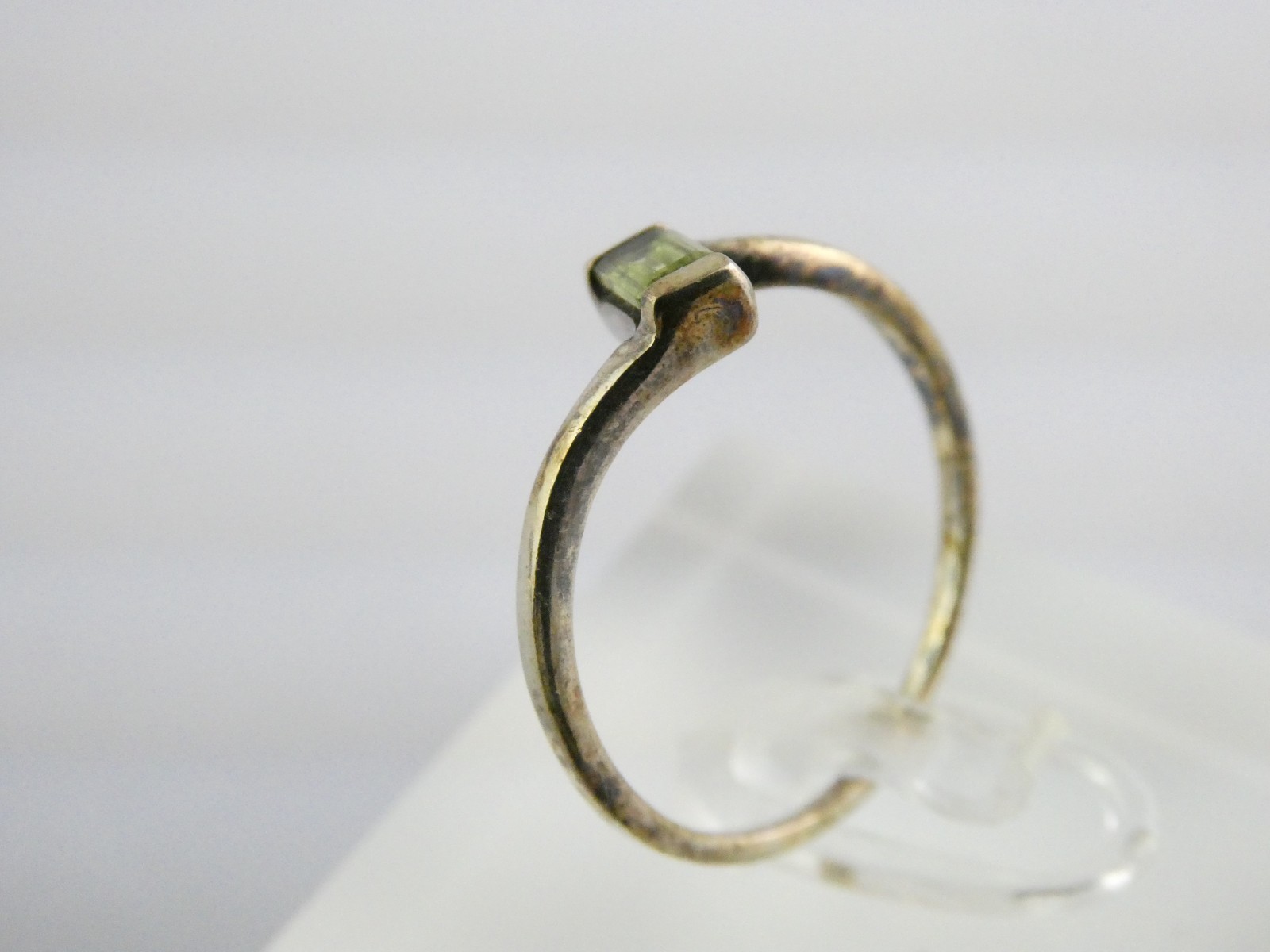 Sterling Silver Rectangular Cut Green Peridot Sol… - image 5