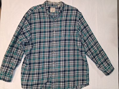 RedHead Brand Co. Men's 2XL Long Sleeve Plaid Flannel Shirt Teal Grey Button...