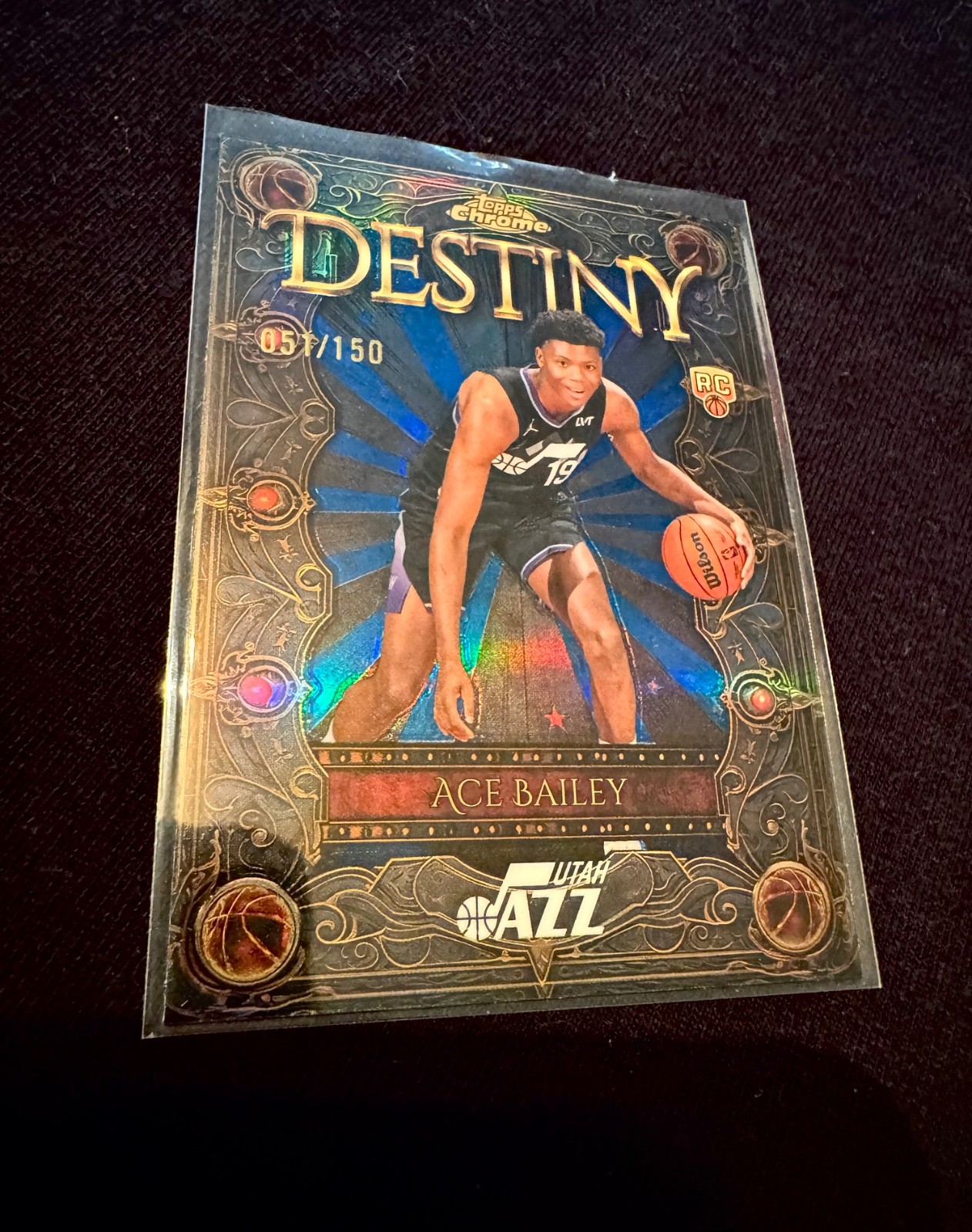 2025-26 Topps Chrome - Destiny Ace Bailey #D-5 Blue Refractor /150 (RC)