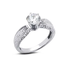 1.06ct G SI2 Round Natural Diamond 14K Gold Vintage Solitaire Engagement Ring