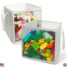 Holay Large White Storage Bins - 2 Pack Durable PVC Boxes with Clear Lids &