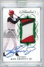 Ken Griffey Jr 2020 Panini Flawless Emerald Patch Autograph Card #PA-KG 3/3