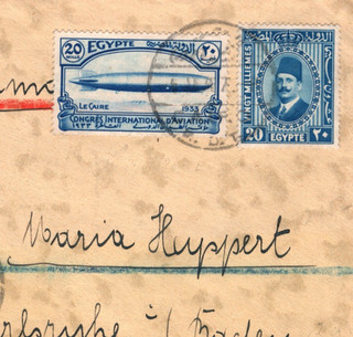 EGYPT 20m GRAF ZEPPELIN Stamp 1935 Cover Cairo Reg Germany Karlsruhe KZ295