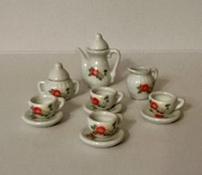 Vintage Miniature Ceramic Tea Set 10 Piece Floral Design Toy
