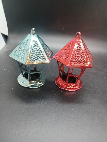 SET OF 4 LANTERN SHAPED VINTAGE DIORAMA PLASTIC CHRISTMAS ORNAMENTS As Is - Picture 8 of 9