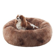 30in Donut Dog Bed for Medium Dogs up to 45 lb Calming Fluffy Round